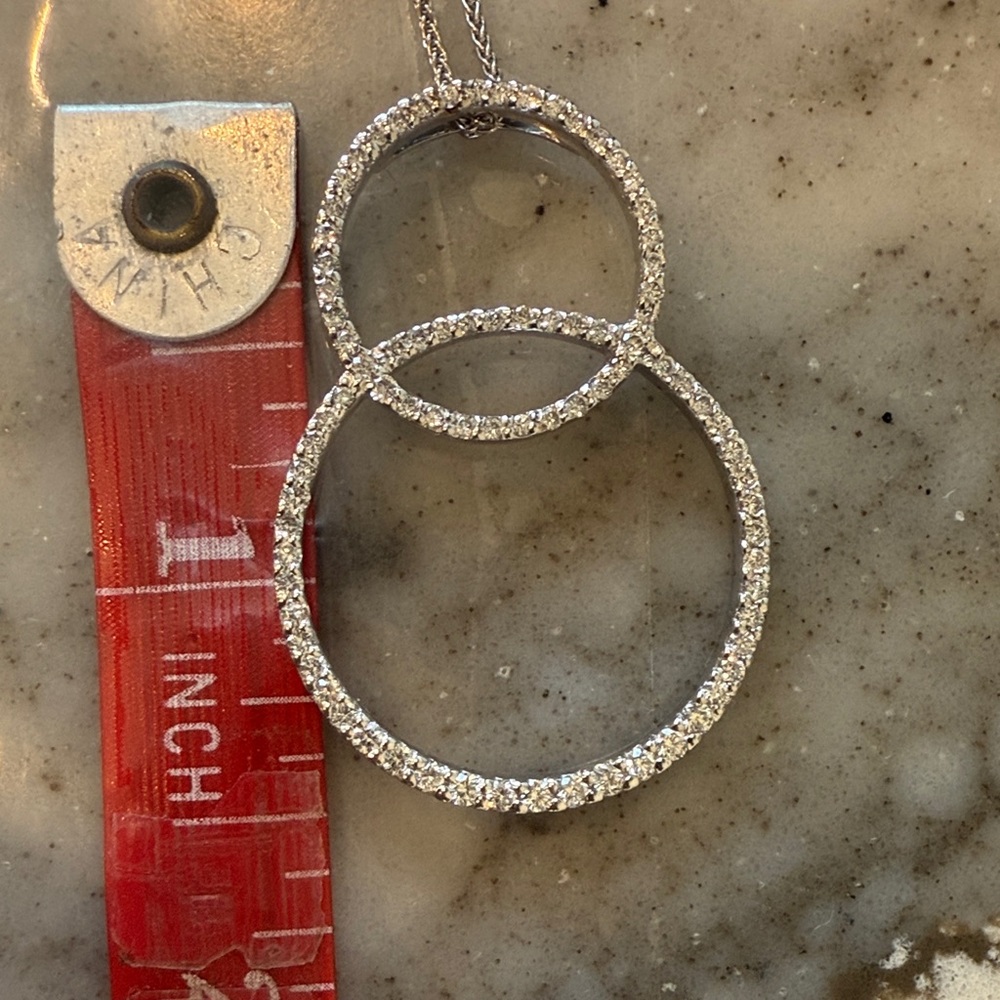 Roberto Coin 18k gold and diamond Double Circle Pendant - Picture 4 of 16